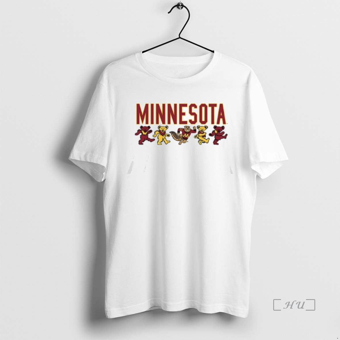 Officials Minnesota Golden Gophers X Grateful Dead Dancing Bears Logo Mascot Double Sided Graphic Premium T-Shirts,...