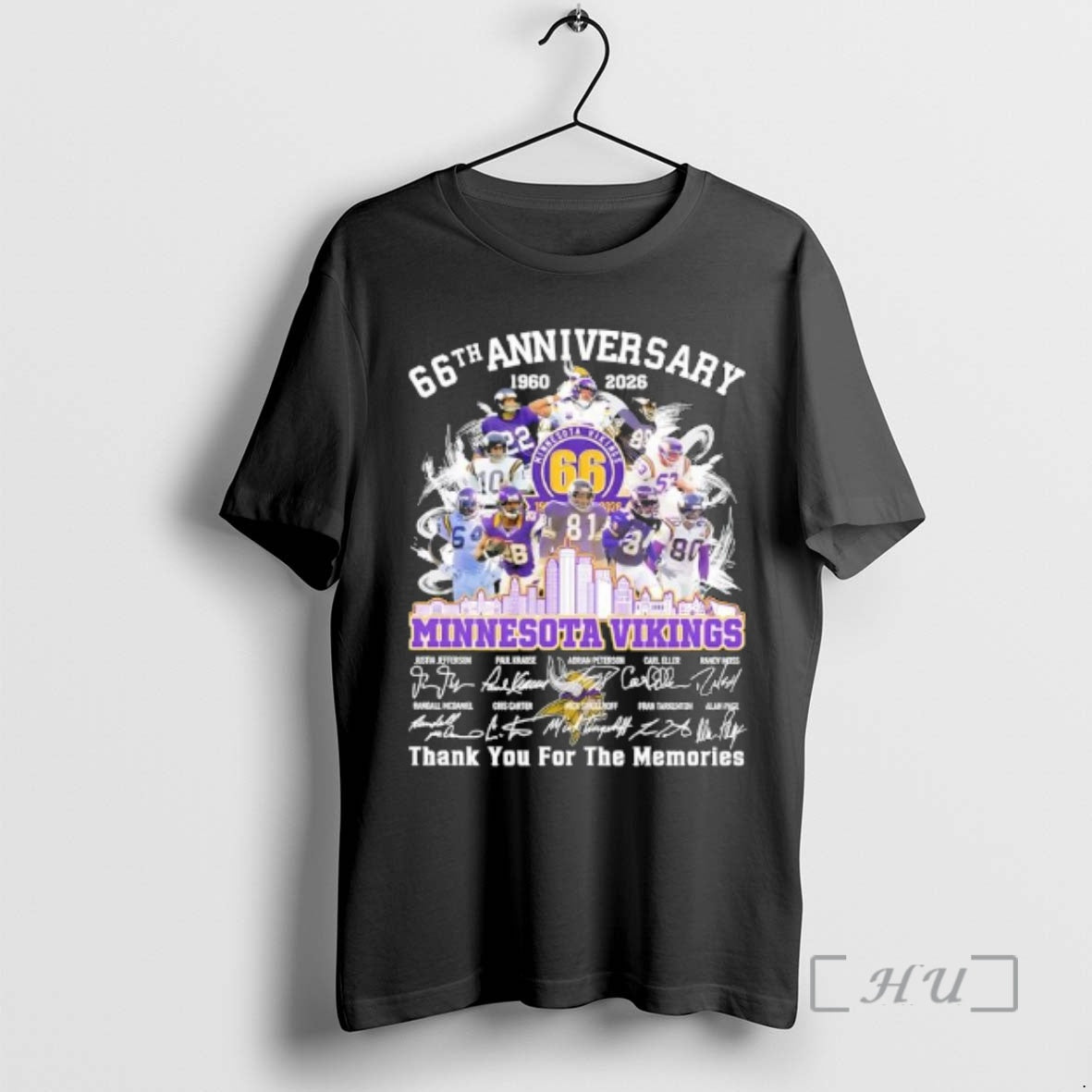 Officials Minnesota Vikings 1960 2026 66th Anniversary Thank For The Memories Signatures Premium T Shirts Hoodie, Sweatshirt