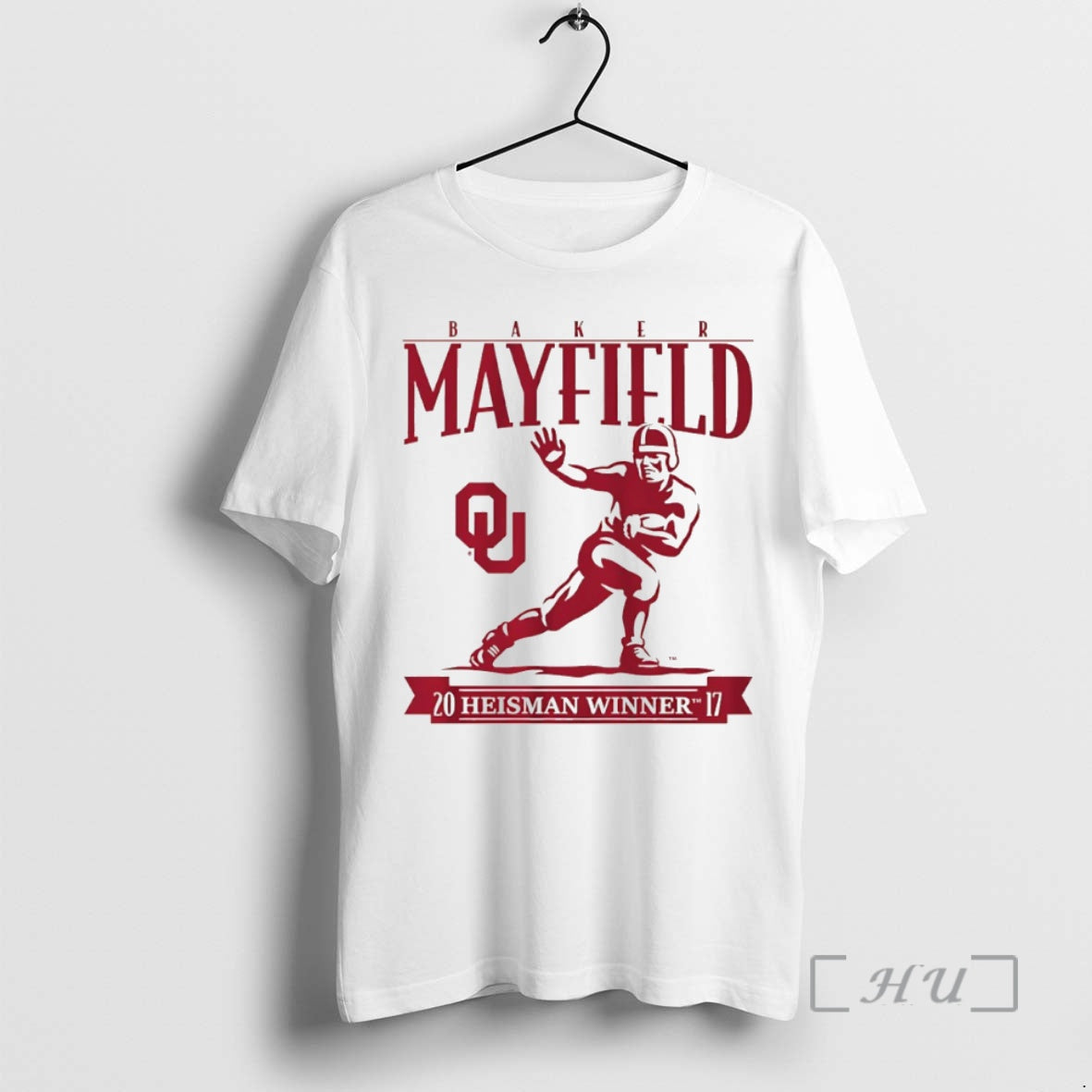 Officials Oklahoma Sooners Football Baker Mayfield Heisman Winner Trophy 2017 Circle Premium T Shirts Sweater Hoodie,...