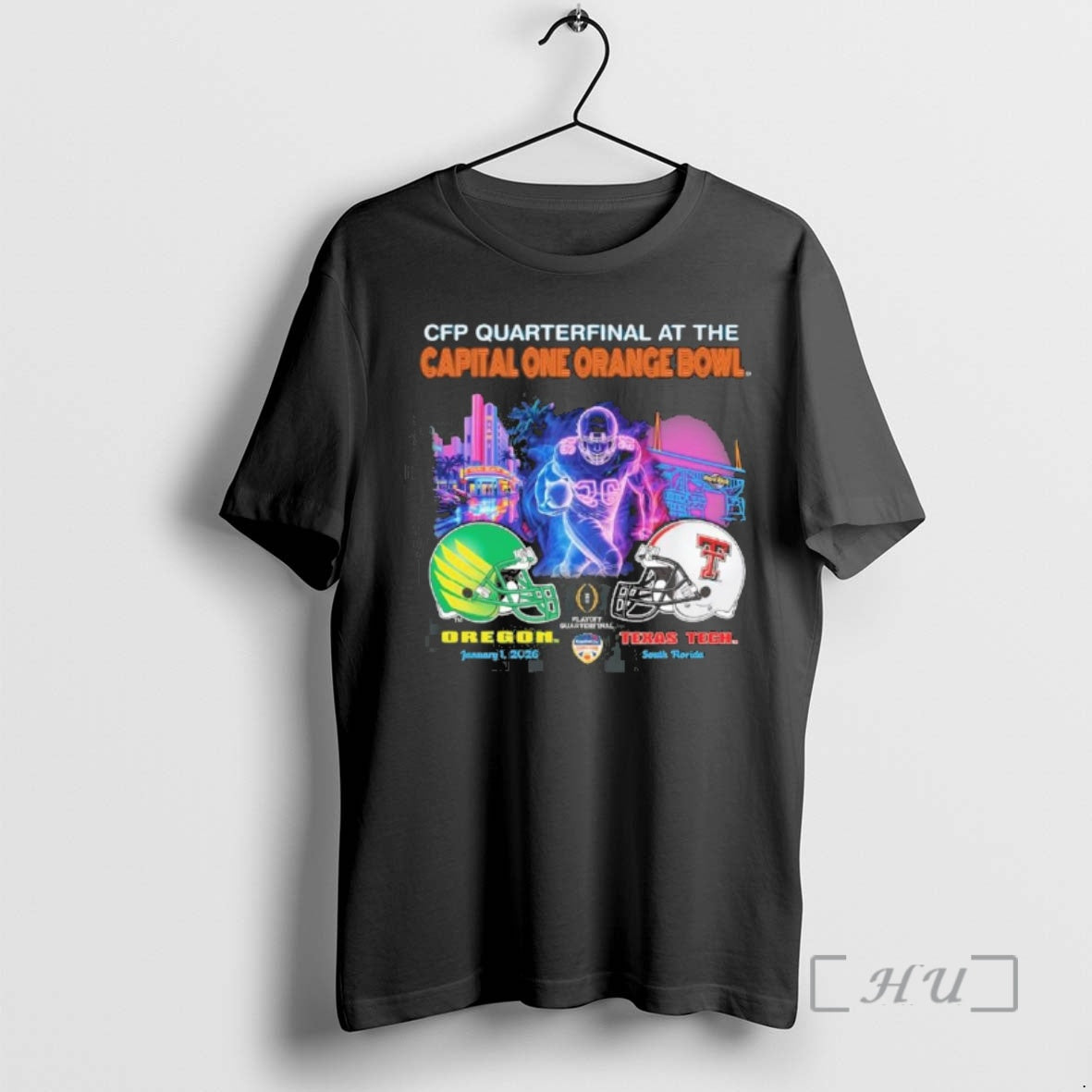 Officials Oregon Vs Texas Tech 2026 Cfp Orange Bowl Art Deco Game Premium T Shirts Hoodie, Sweatshirt | InkRitualCo.com