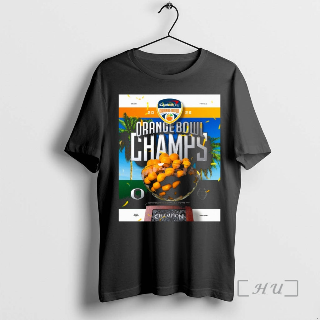 Officials Oregon Defeated Texas Tech 2026 Capital One Orange Bowl Champions Premium T Shirts Sweater Hoodie, Sweatshirt