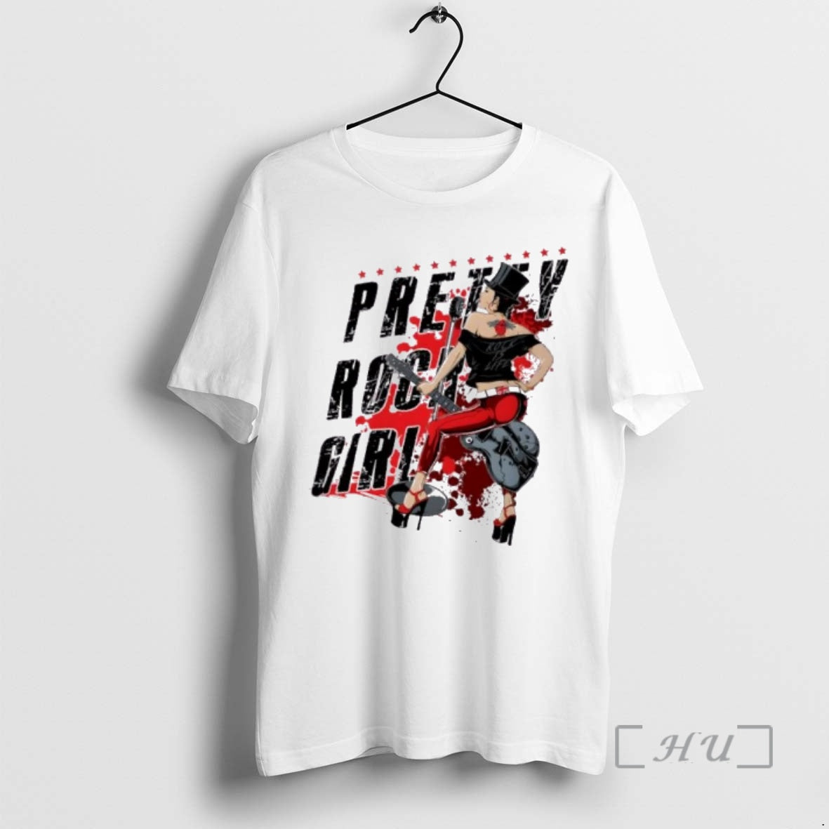 Officials Pretty Rock Girl Rockabilly Pin Up Design Design T-Shirts, Hoodie, Sweatshirt | InkRitualCo.com