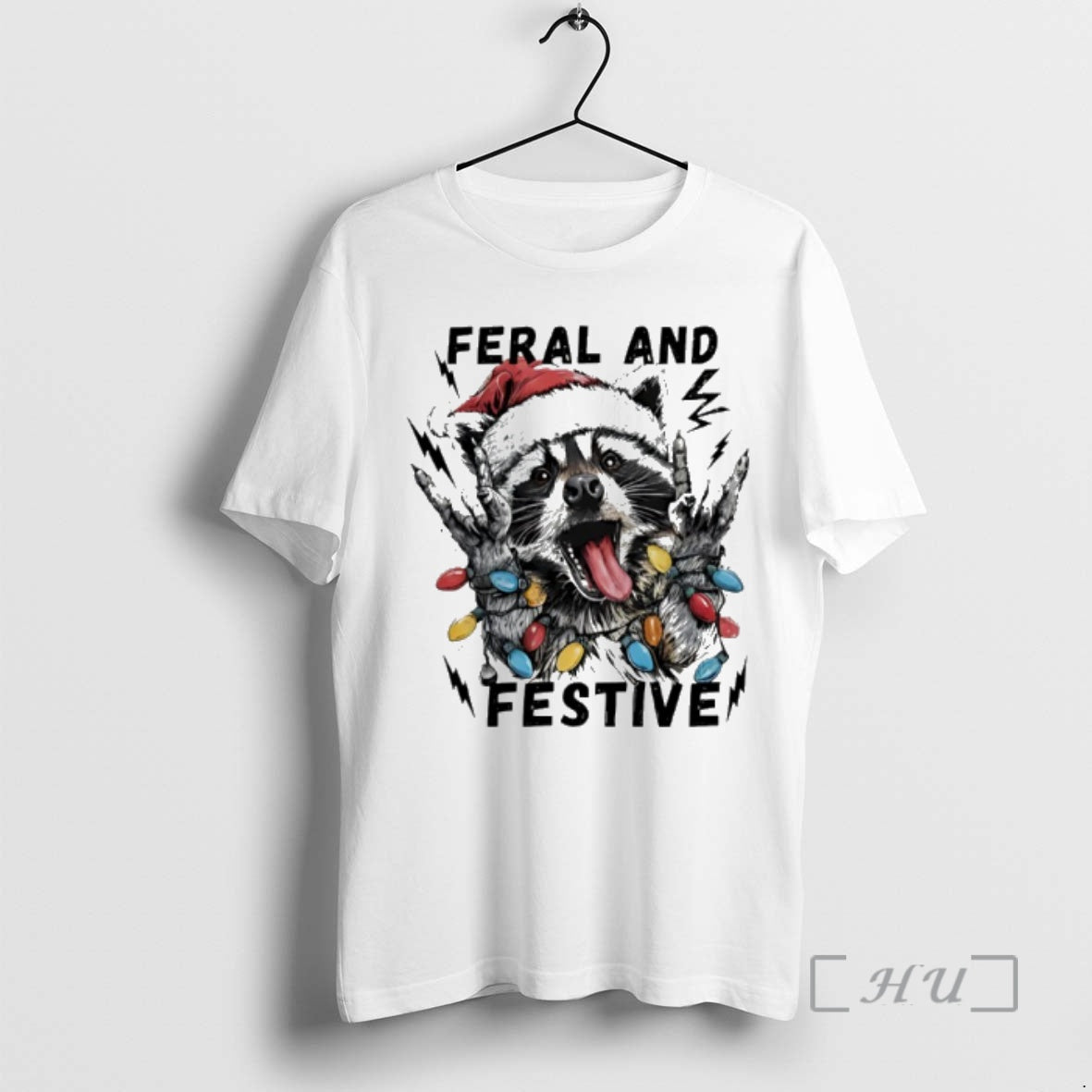 Officials Raccoon Santa Feral And Festive Christmas Light T-Shirts, Hoodie, Sweatshirt | InkRitualCo.com