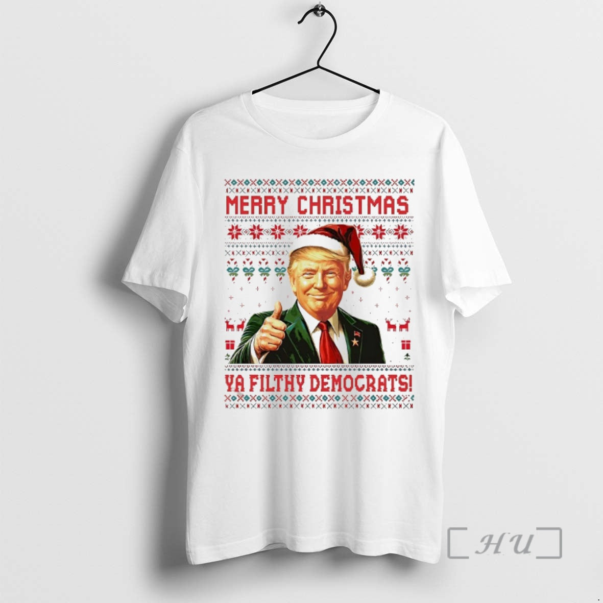 Officials Santa Claus Trump Merry Christmas Ya Filthy Democrats T-Shirts, Hoodie, Sweatshirt | InkRitualCo.com