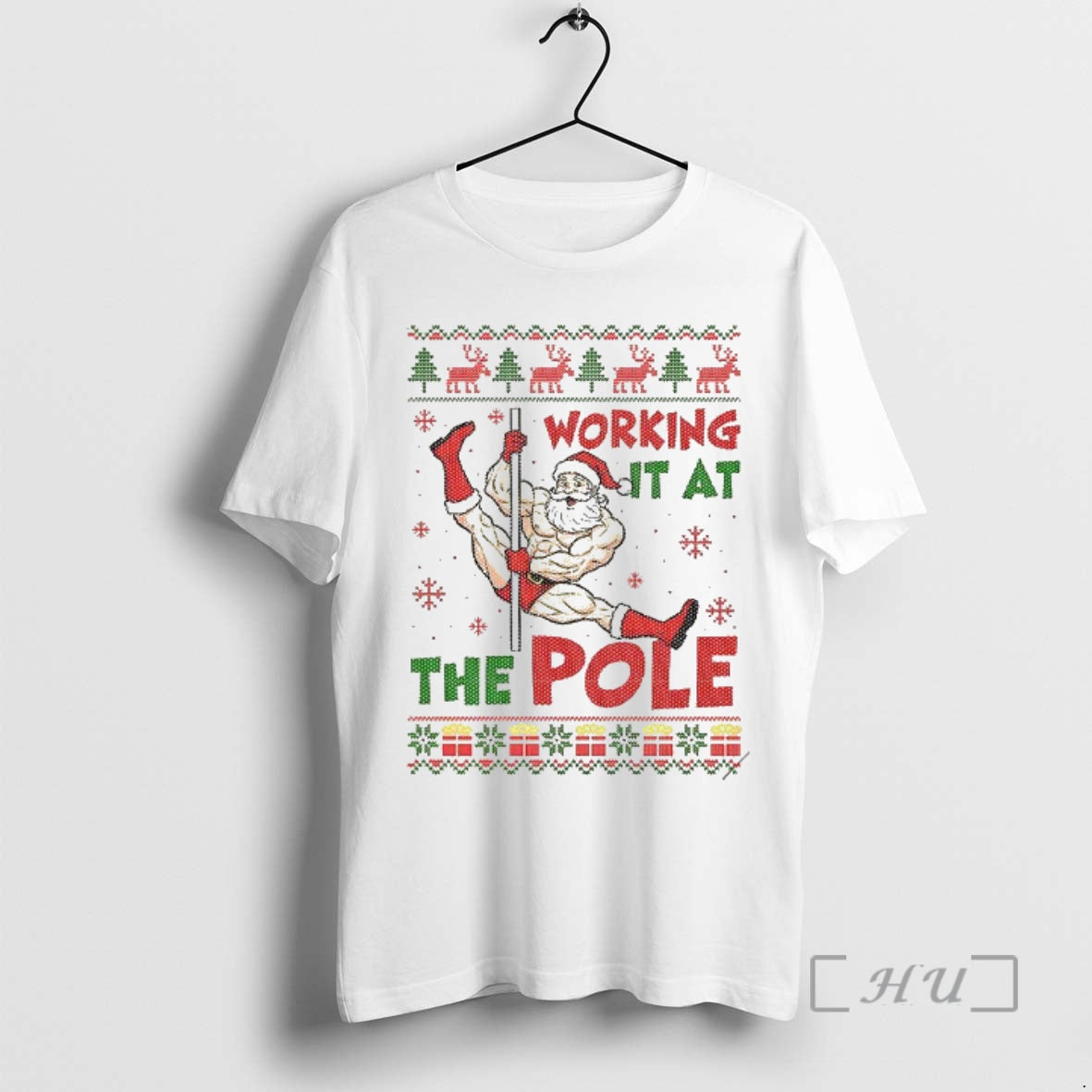 Officials Santa Dancing Working It At The Pole Ugly Christmas T-Shirts, Hoodie, Sweatshirt | InkRitualCo.com