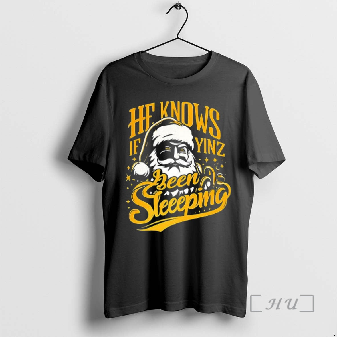 Officials Santa He Knows If Yinz Been Sleeping Pittsburgh Christmas T-Shirts, Hoodie, Sweatshirt | InkRitualCo.com