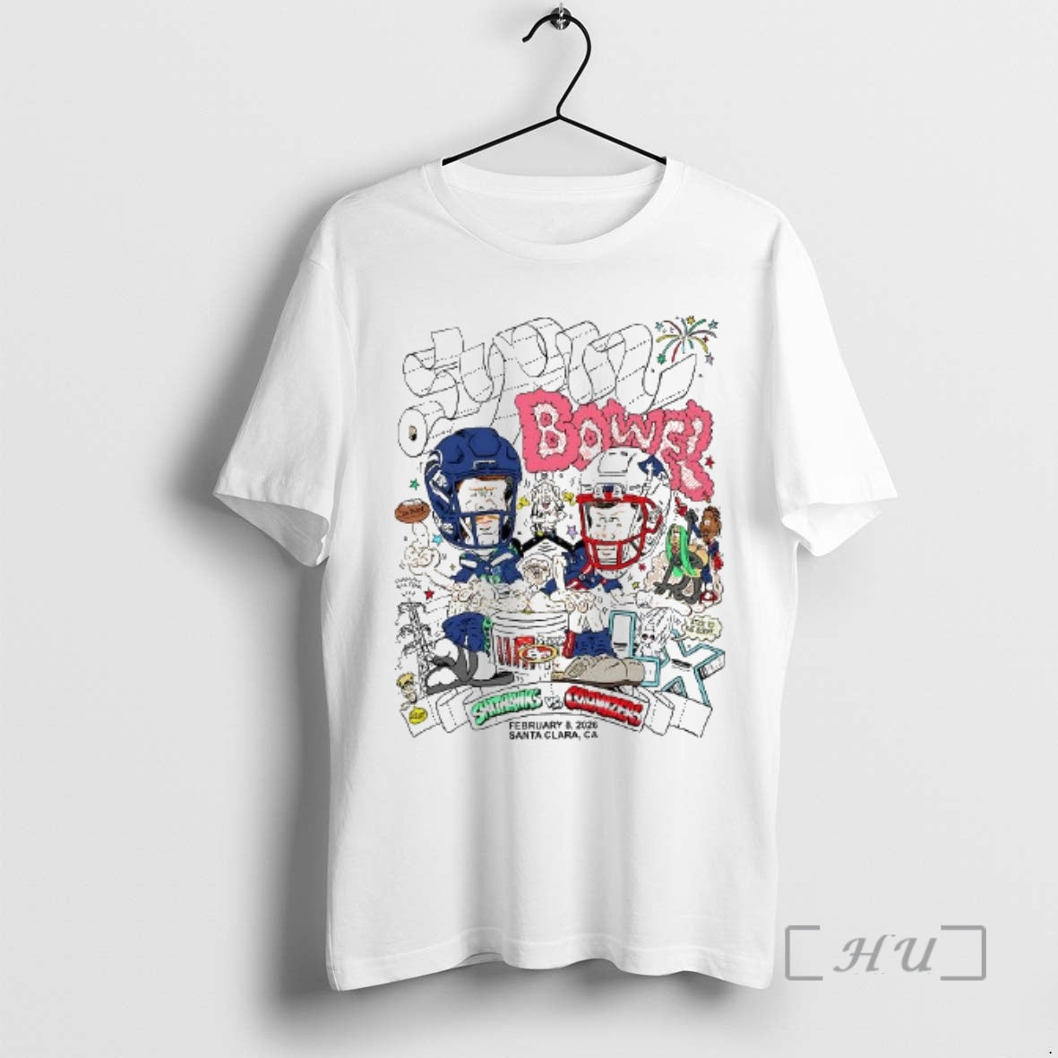 Shithawks Vs Colonizers Super Bowel 2026 Caricature Woman T-Shirts, Hoodie, Sweatshirt | InkRitualCo.com