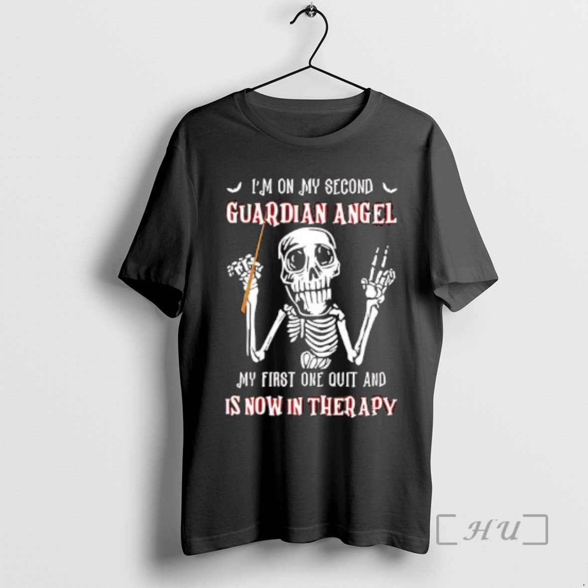 Officials Skeleton Im On My Second Guardian Angel My First One Quit And Is Now T-Shirts, Hoodie, Sweatshirt | InkRitualCo.com