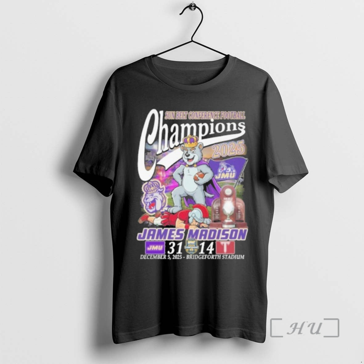 Officials Sun Belt Conference Football Champions 2025 Mascot James Madison T-Shirts, Hoodie, Sweatshirt | InkRitualCo.com
