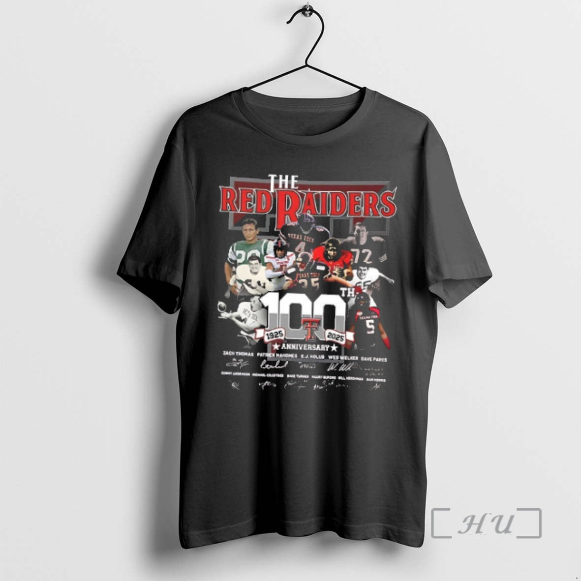 Officials Texas Tech Red Raiders 100th Anniversary 1925 2025 Signatures 2 Sided Premium T Shirts Hoodie, Sweatshirt