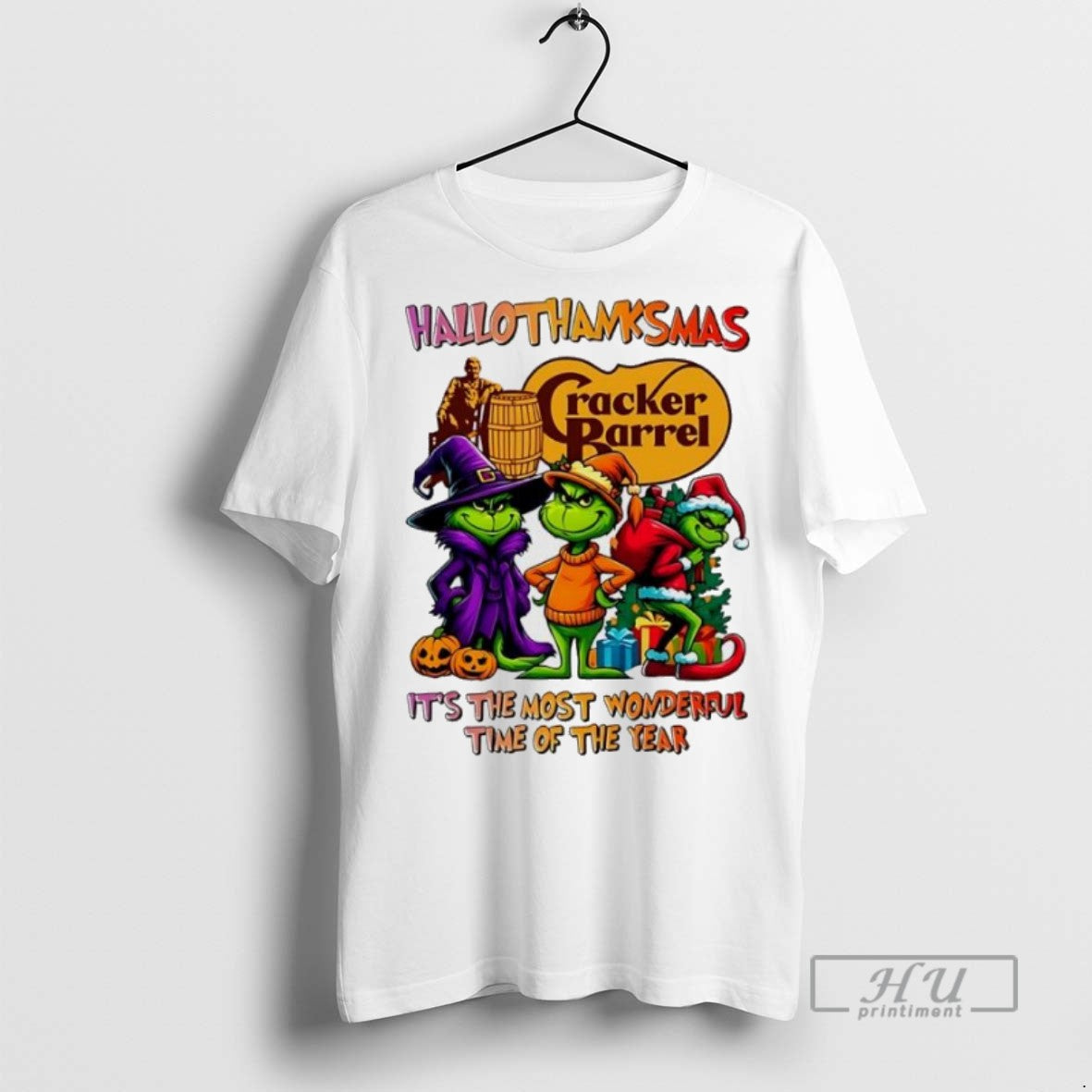 Officials Trending Grinch X Cracker Barrel Its The Most Wonderful Time Of The Year Happy T-Shirts, Hoodie, Sweatshirt