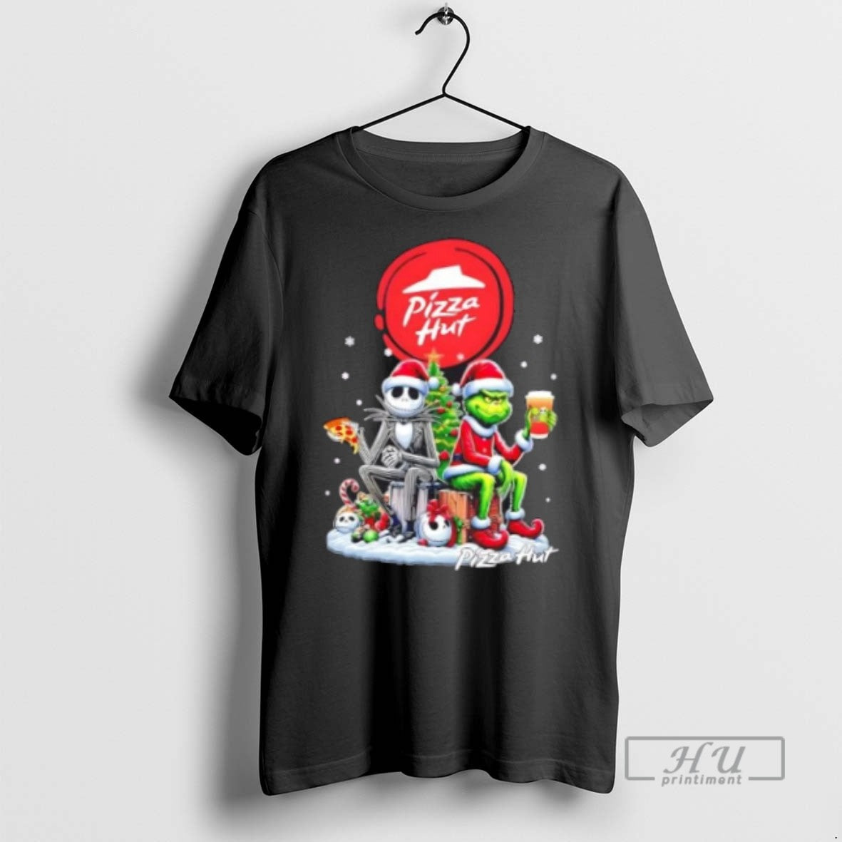 Officials Trending Pizza Hut X Grinch And Jack Skellington Unwilling Friends Merry Christmas T-Shirts, Hoodie, Sweatshirt