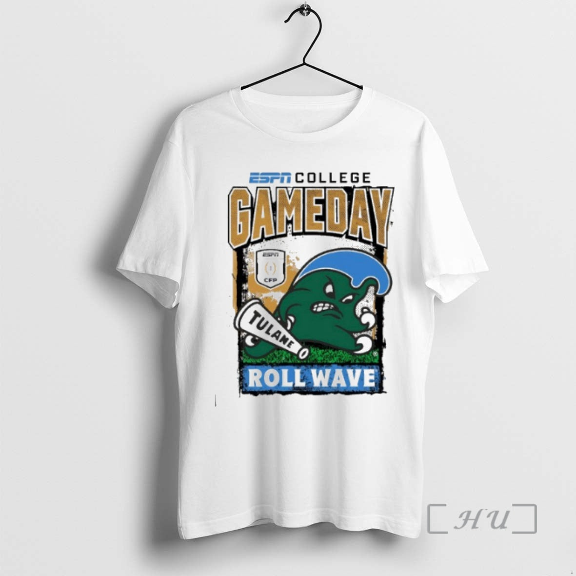 Officials Tulane Green Wave Cfp Gameday 1st Round Mascot Roll Wave Premium T Shirts Sweater Hoodie, Sweatshirt
