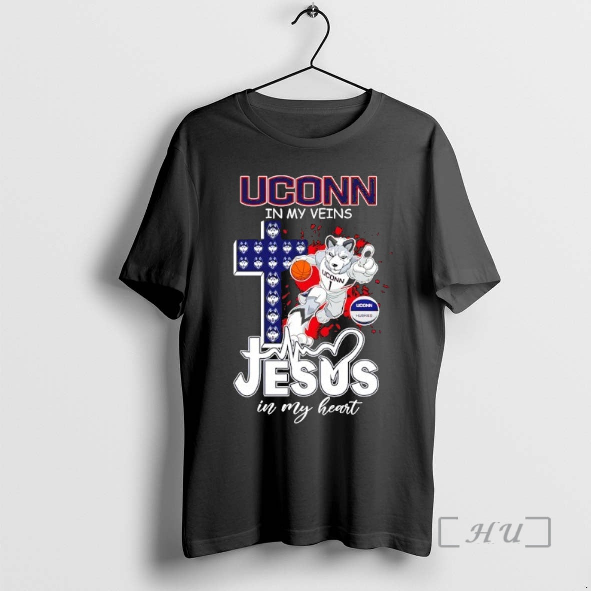 Officials Uconn Huskies In My Veins Jesus In My Heart Cross Mascot Premium T Shirts Hoodie, Sweatshirt | InkRitualCo.com