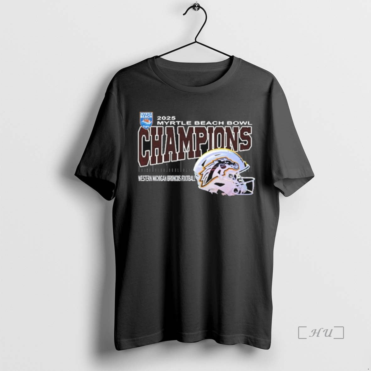 Officials Western Michigan Broncos Are Myrtle Beach Bowl Champions Helmet At Brooks Stadium Conway South T-Shirts,...