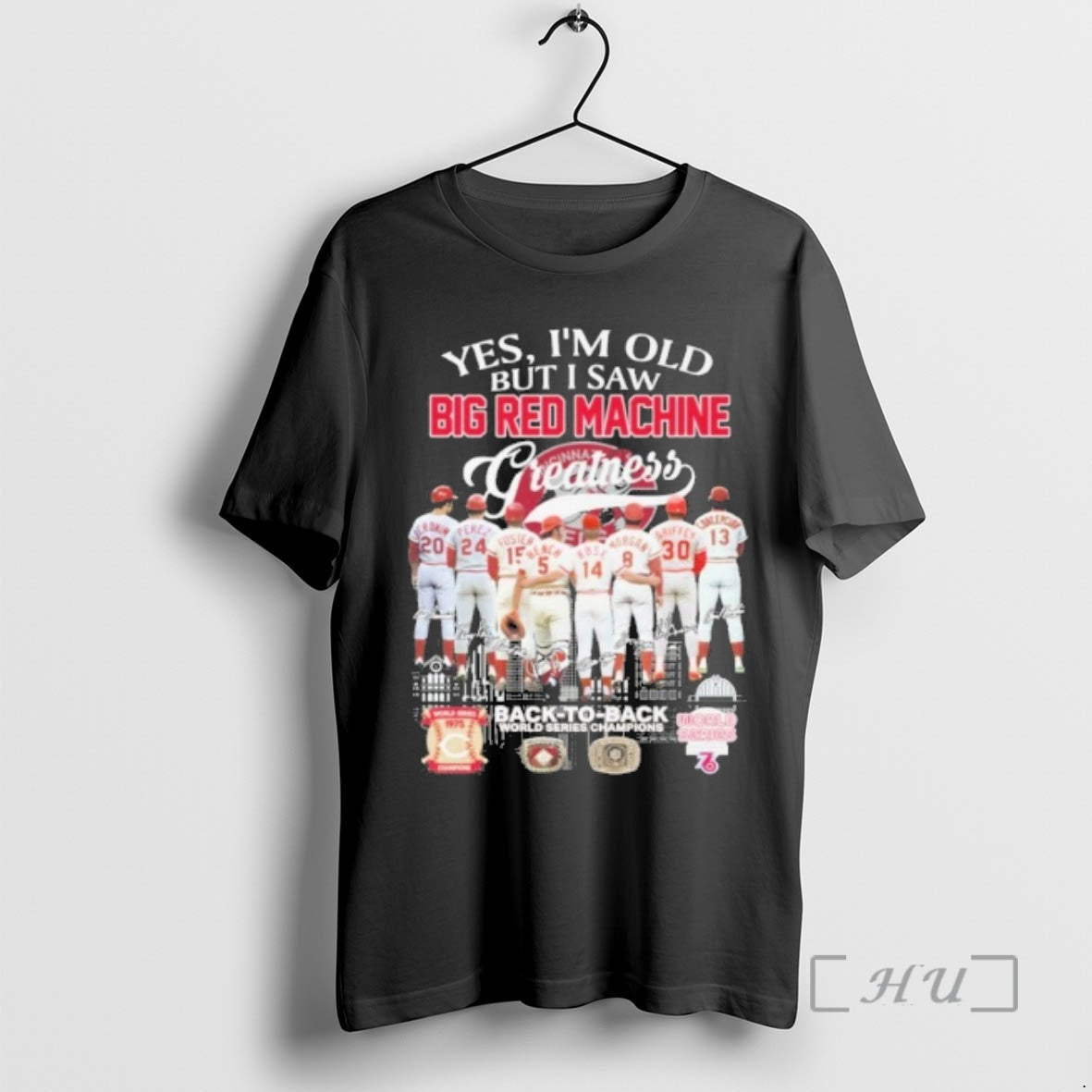 Officials Yes Im Old But I Saw Big Red Machine Greatness Team Player Signature Back T-Shirts, Hoodie, Sweatshirt