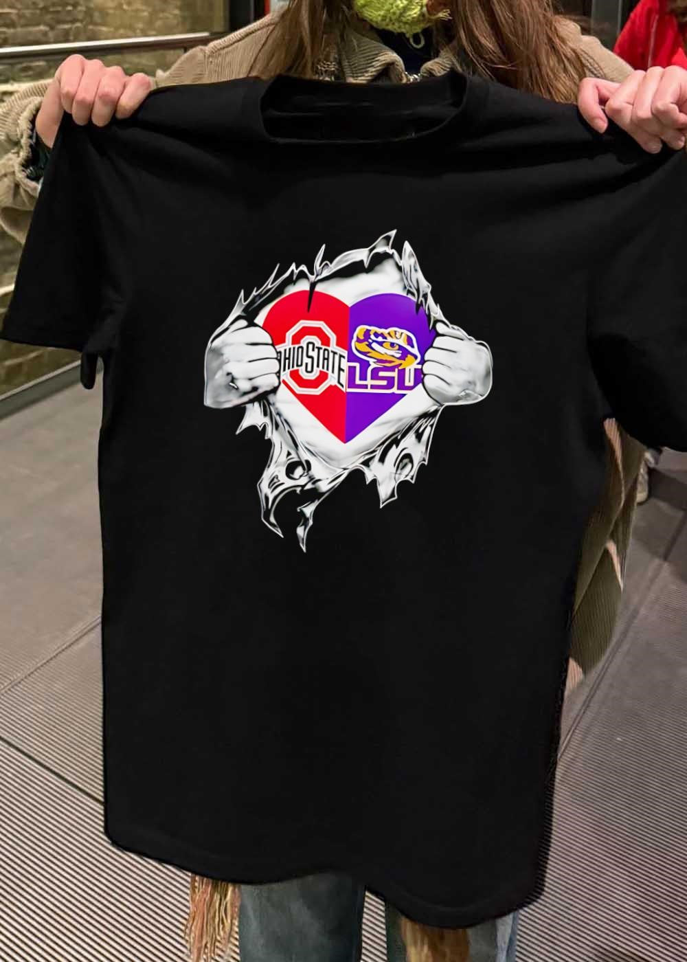 Ohio State and LSU Heart Ripped Open shirt