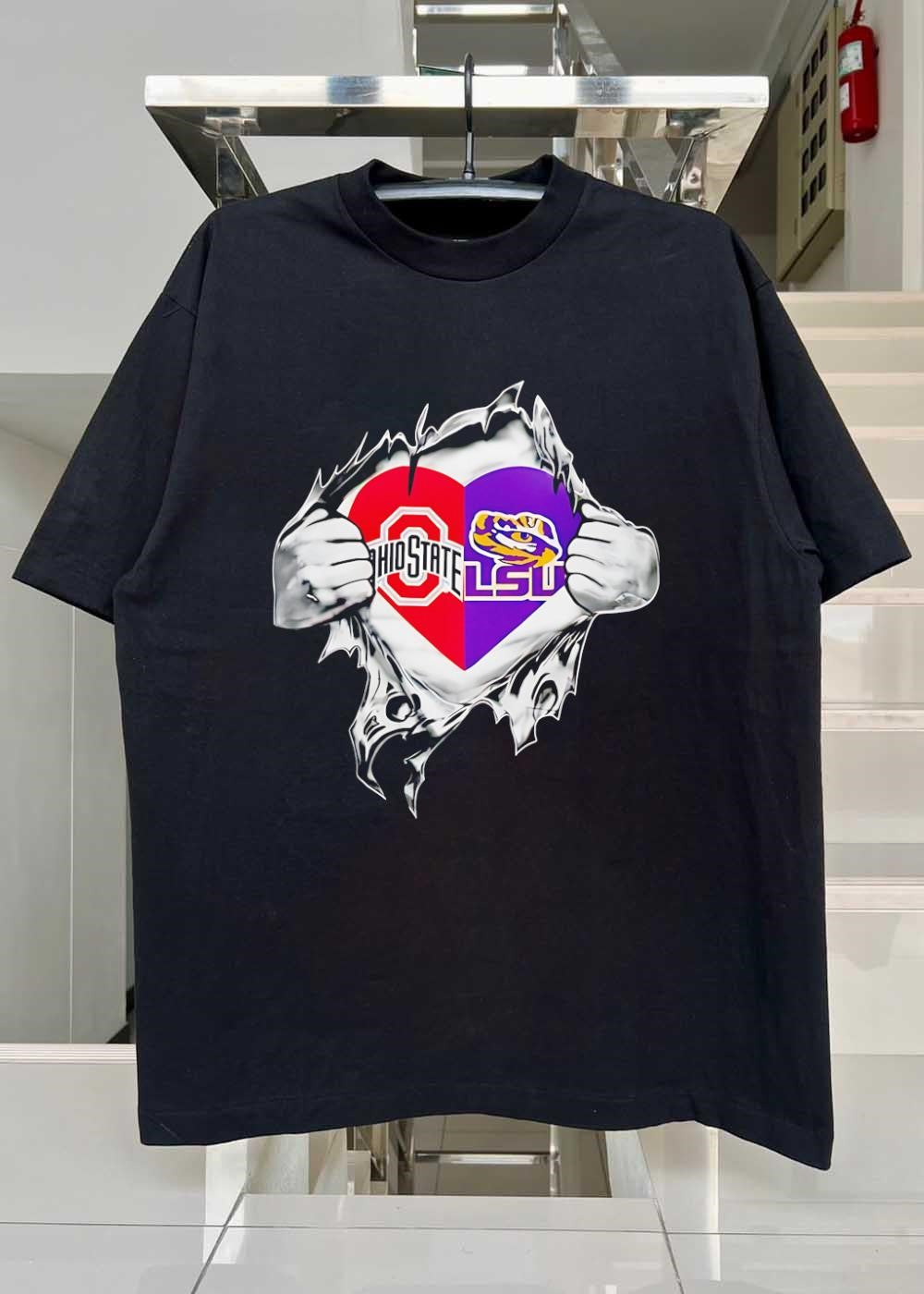Ohio State and LSU Heart Ripped Open shirt