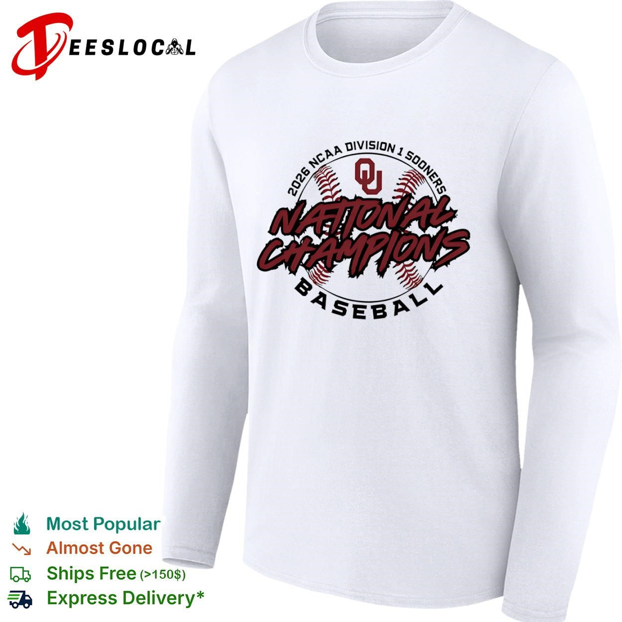 Oklahoma Sooners 2026 NCAA division I national champions baseball graphic shirt