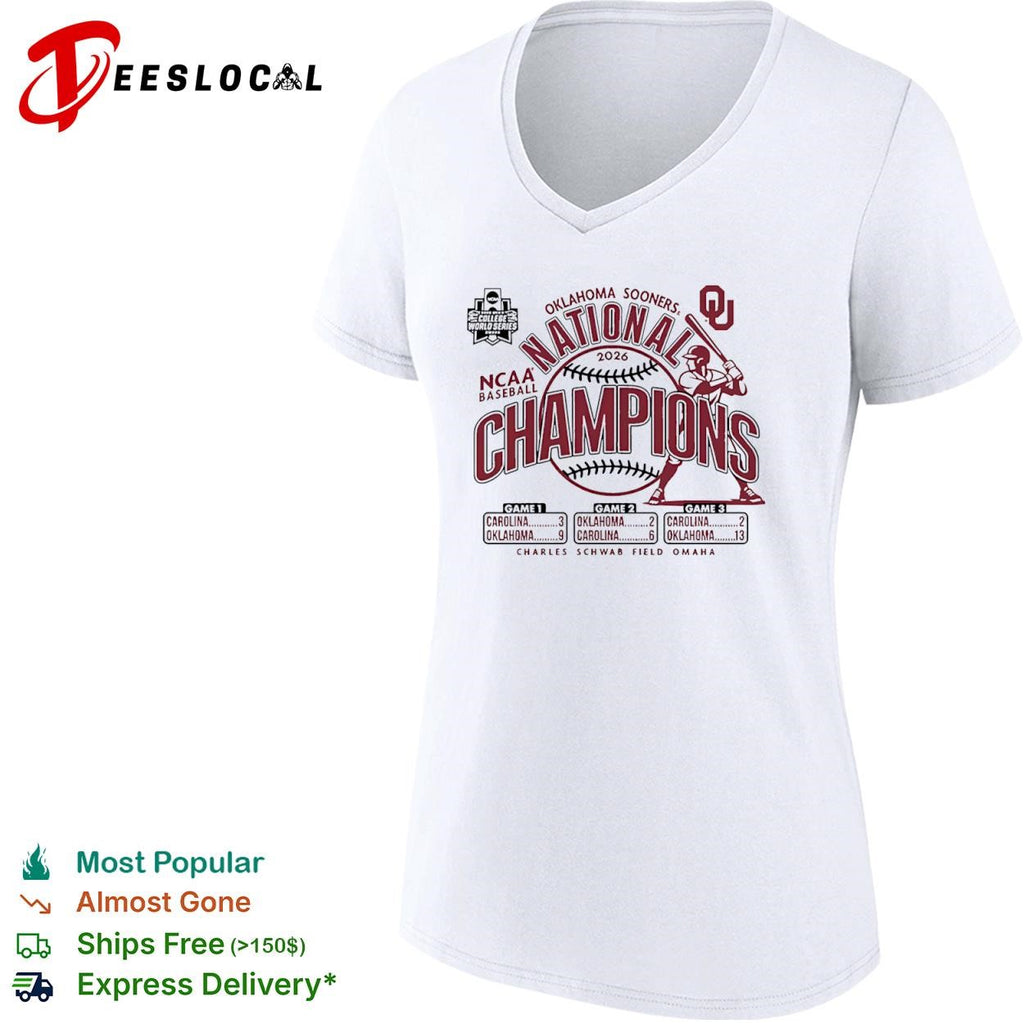 Oklahoma Sooners 2026 National Champions NCAA Baseball Charles Schwab Field shirt
