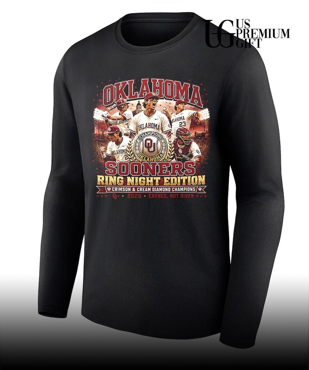 Oklahoma Sooners Baseball Champions 2026 Ring Night Edition Crimson Cream shirt