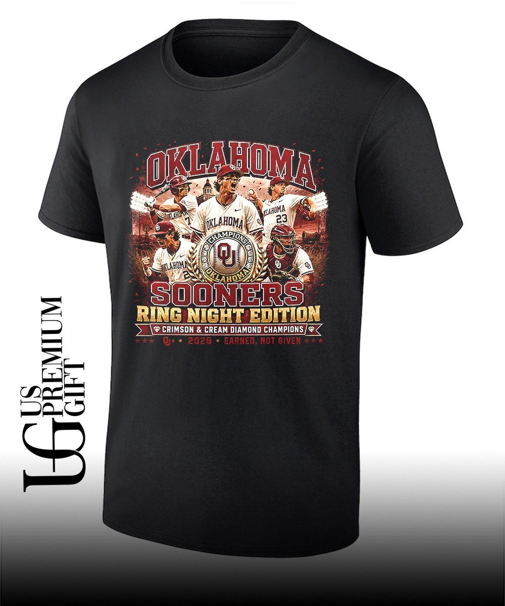 Oklahoma Sooners Baseball Champions 2026 Ring Night Edition Crimson Cream shirt