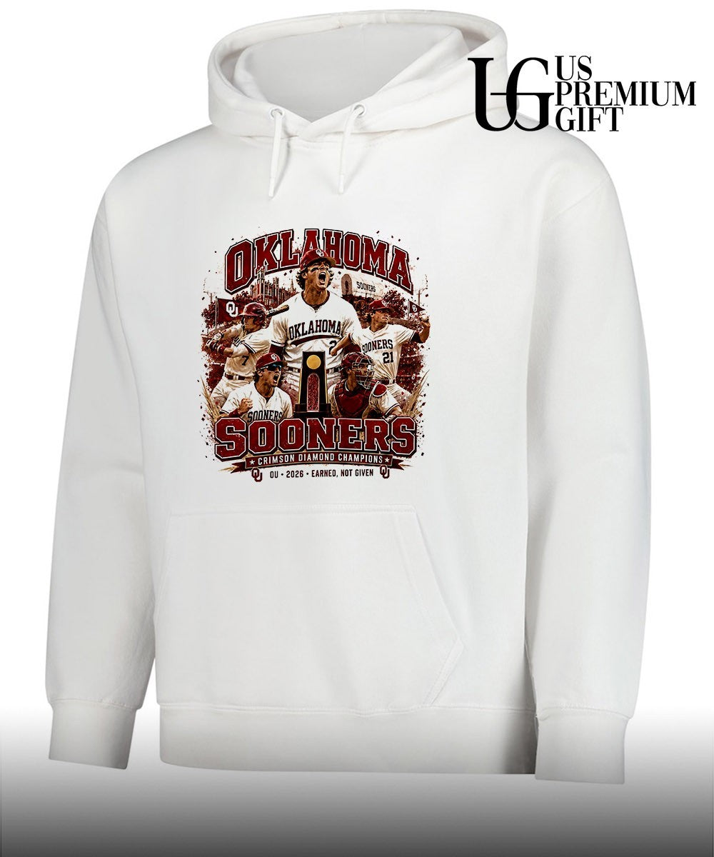 Oklahoma Sooners Baseball Team 2026 Earned Not Given Crimson Diamond Champions shirt