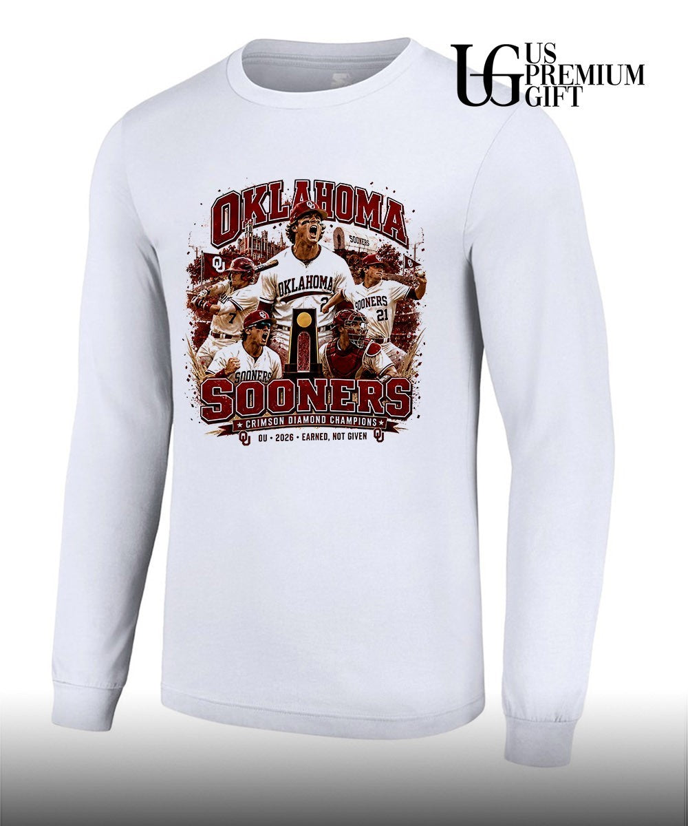 Oklahoma Sooners Baseball Team 2026 Earned Not Given Crimson Diamond Champions shirt