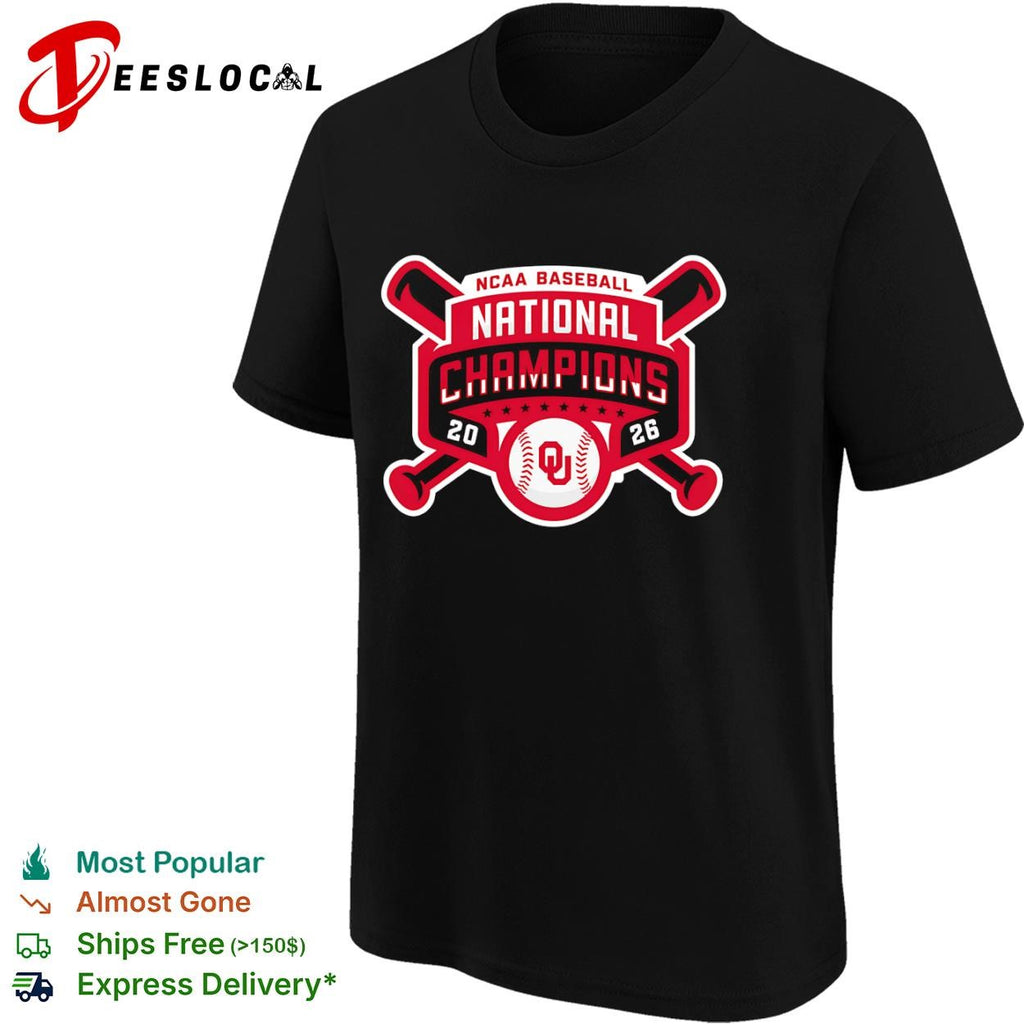 Oklahoma Sooners NCAA baseball national champions 2026 black ribbon shirt