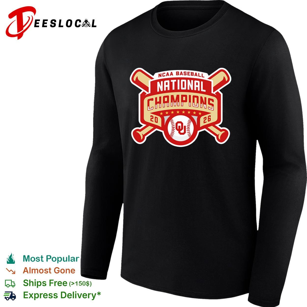 Oklahoma Sooners NCAA baseball national champions 2026 red ribbon shirt
