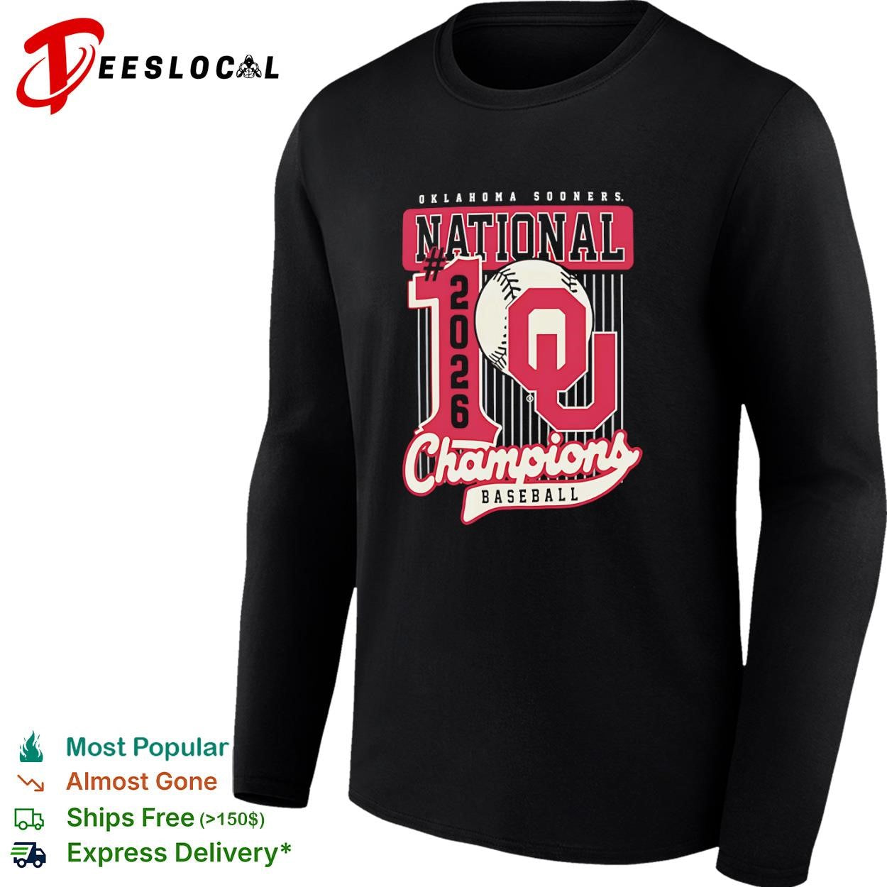 Oklahoma Sooners National 2026 Champions Baseball shirt