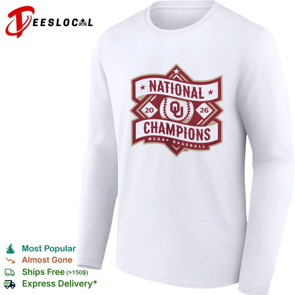 Oklahoma Sooners National Champions 20 26 NCAA Baseball logo shirt