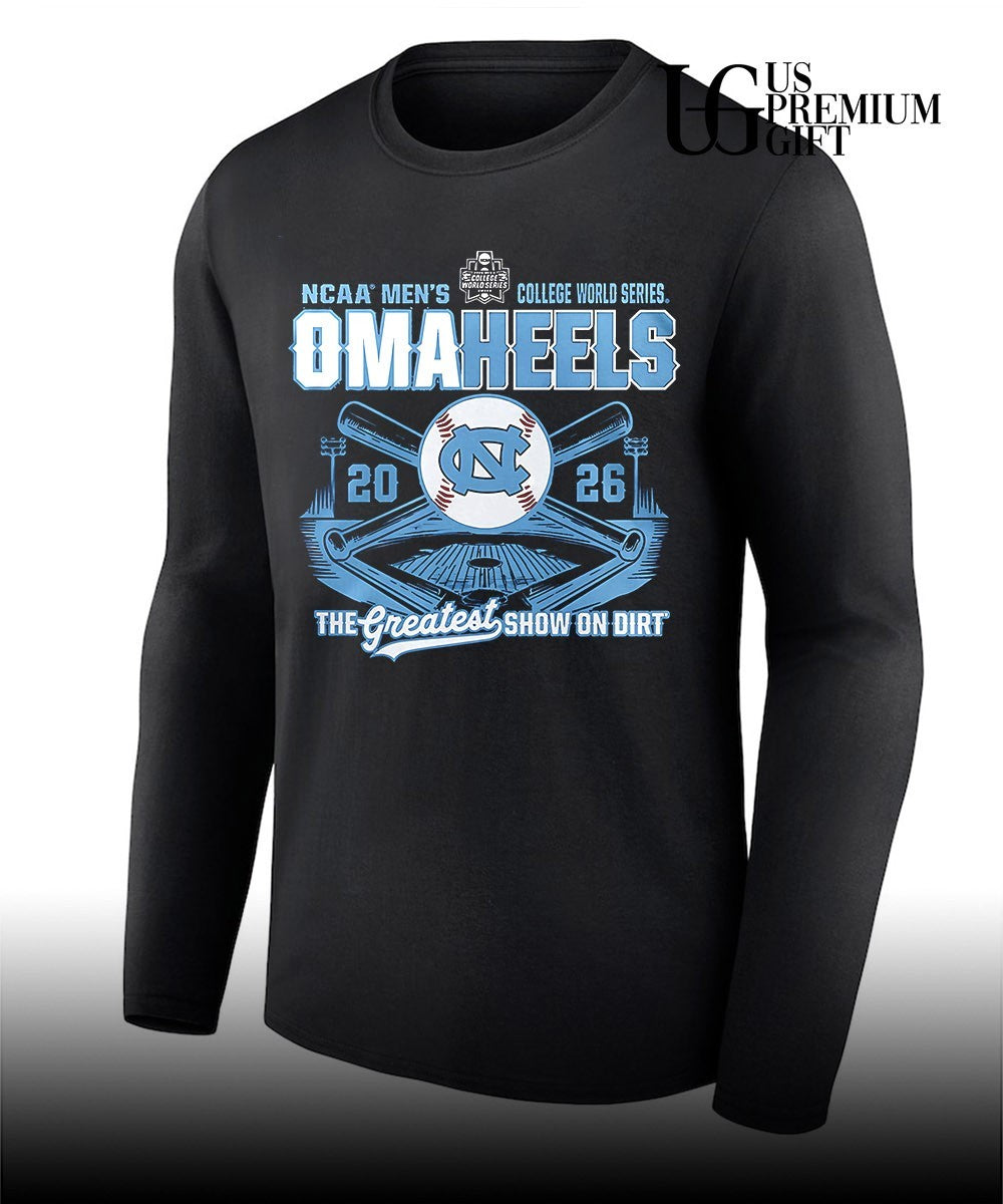 Omaheels North Carolina Tar Heels 2026 Baseball NCAA Men’s College World Series Stadium shirt