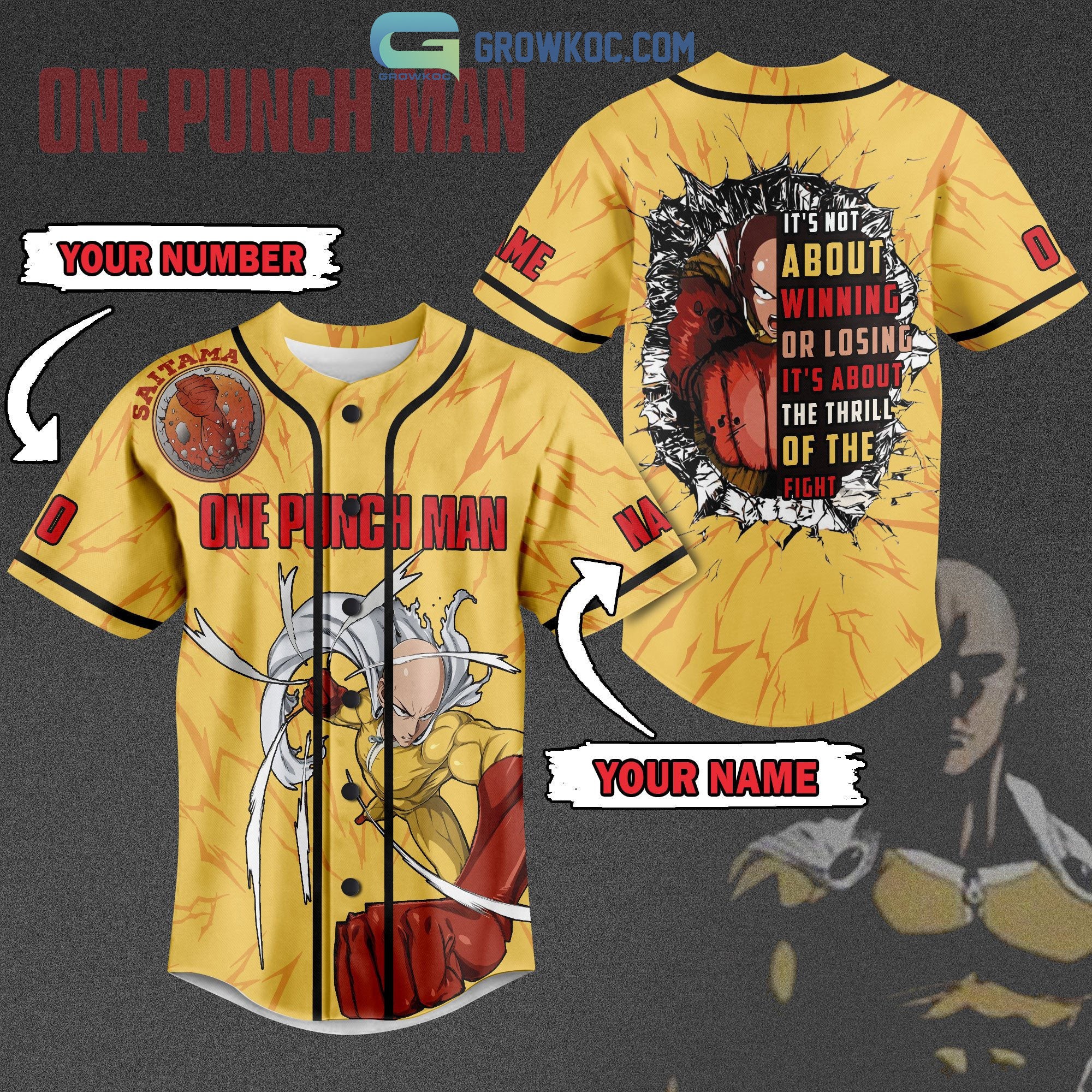 One Punch Man Saitama Personalized Baseball Jersey
