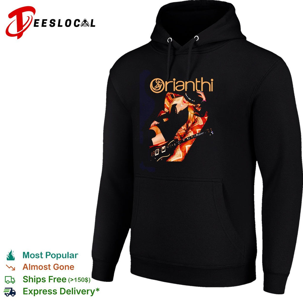 Orianthi holding guitar shirt