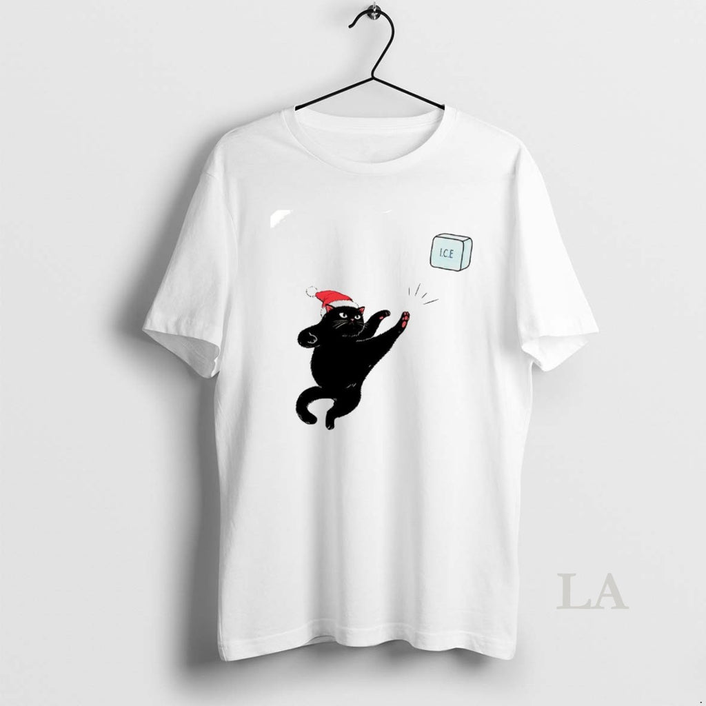 Original Black Cat Christmas Abolish Ice Fuck Ice Caricature T-Shirts, Hoodie, Sweatshirt | InkRitualCo.com