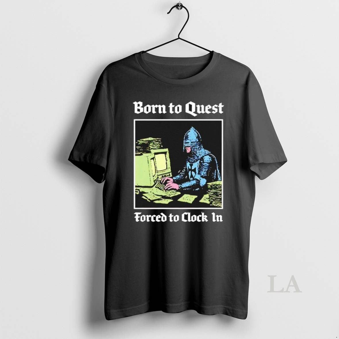 Original Born To Quest Forced To Clock In Knight Computer T-Shirts, Hoodie, Sweatshirt | InkRitualCo.com