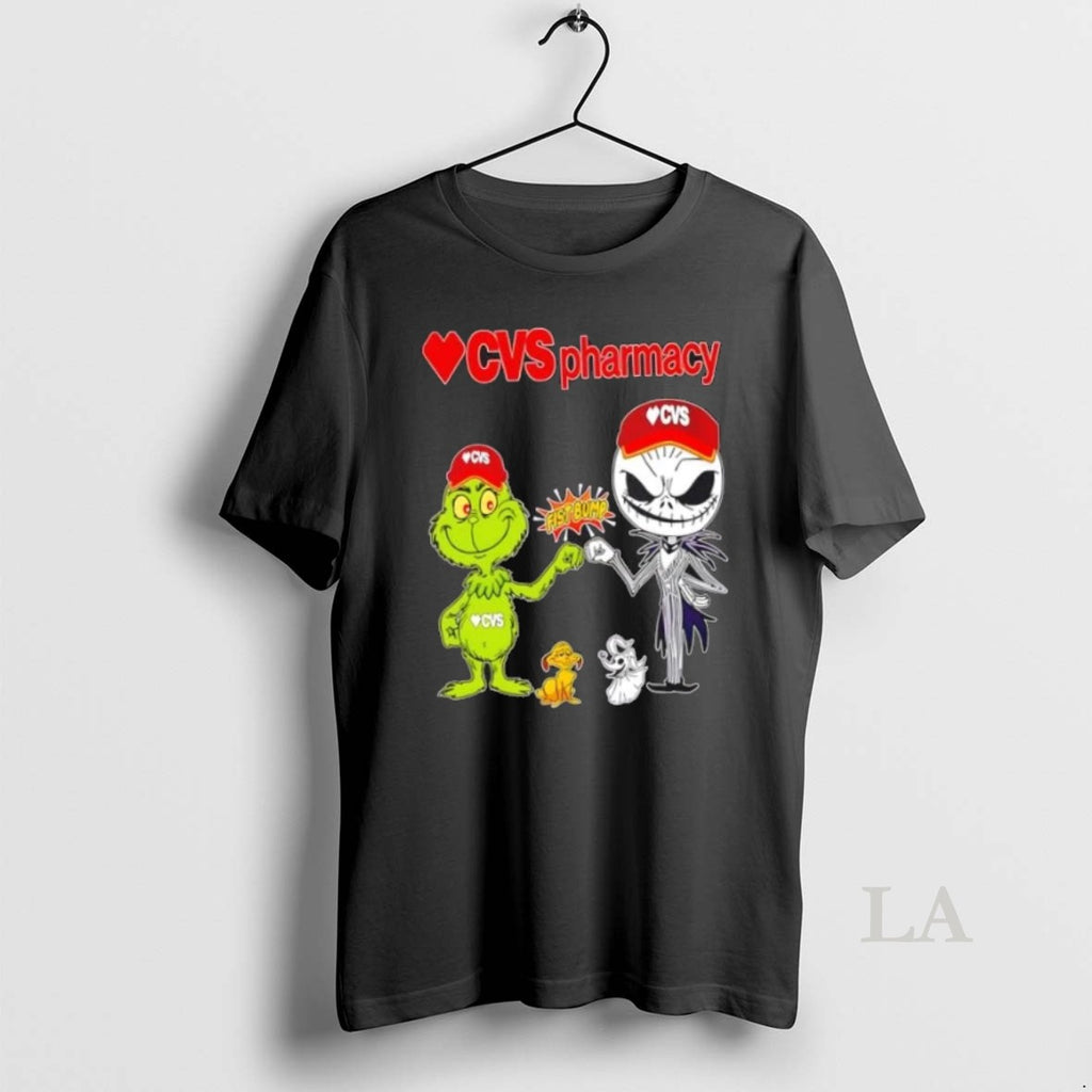 Original Cvs Pharmacy X Grinch And Jack Skellington Fist Bump Uniwilling Friends T-Shirts, Hoodie, Sweatshirt