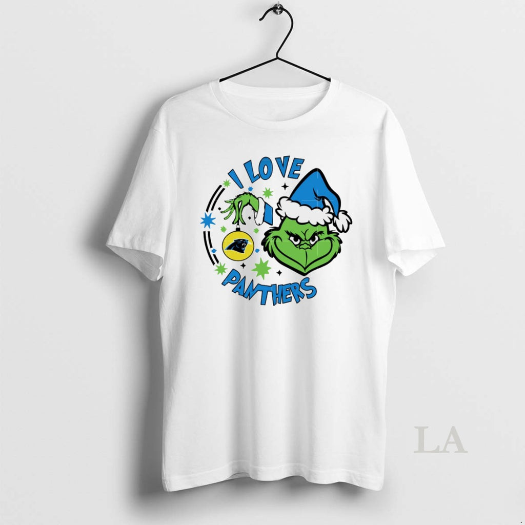 Original Carolina Panthers X Santa Grinch I Love Panthers Christmas White T-Shirts, Hoodie, Sweatshirt | InkRitualCo.com