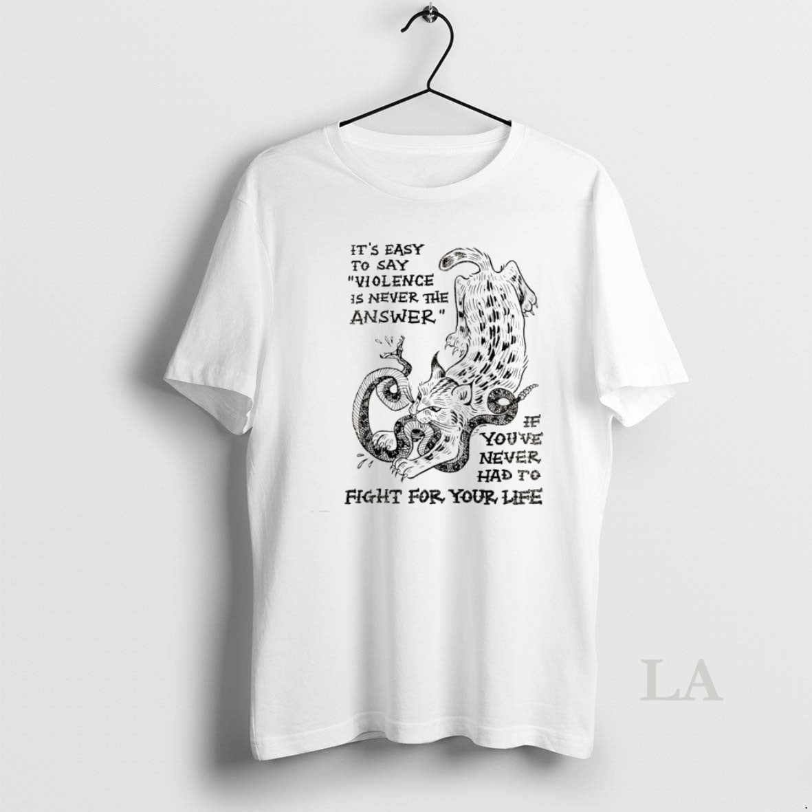 Original Cat Eat Snake Its Easy To Say Violence Is Never The Answer T-Shirts, Hoodie, Sweatshirt | InkRitualCo.com