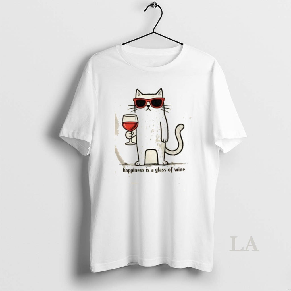 Original Cool Cat Happiness Is A Glass Of Wine T-Shirts, Hoodie, Sweatshirt | InkRitualCo.com