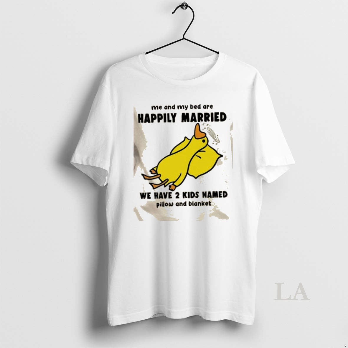 Original Duck Me And My Bed Are Happily Married We Have 2 Kids Named Pillow T-Shirts, Hoodie, Sweatshirt | InkRitualCo.com