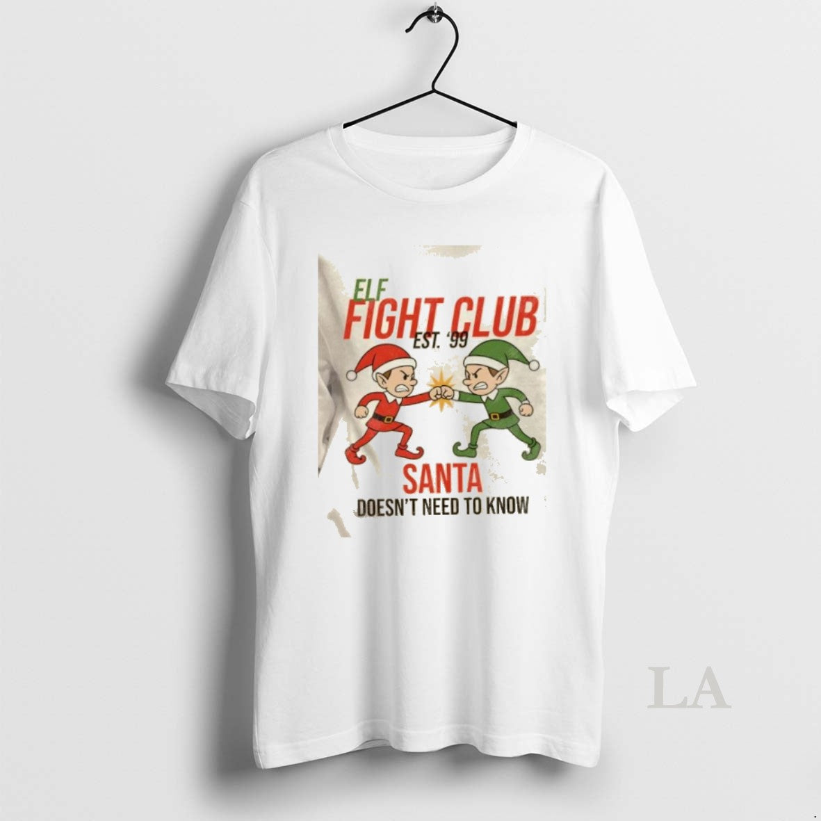 Original Elf Fight Club Santa Doesnt Need To Know Christmas T-Shirts, Hoodie, Sweatshirt | InkRitualCo.com