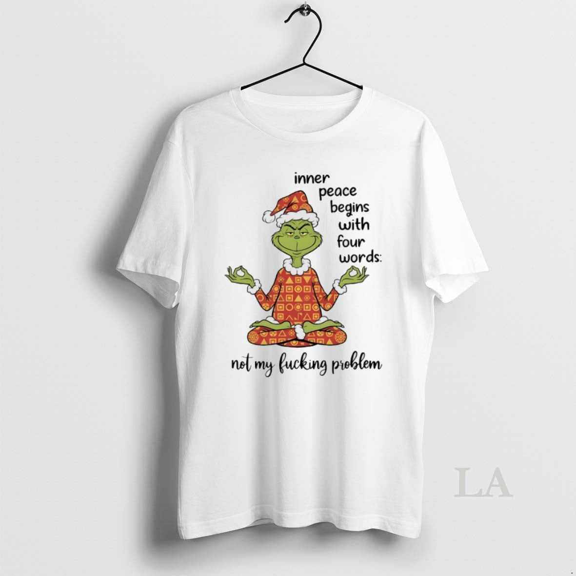 Original Grinch Christmas Yoga Inner Peace Begins With Four Words Not My Fucking Problem T-Shirts, Hoodie, Sweatshirt