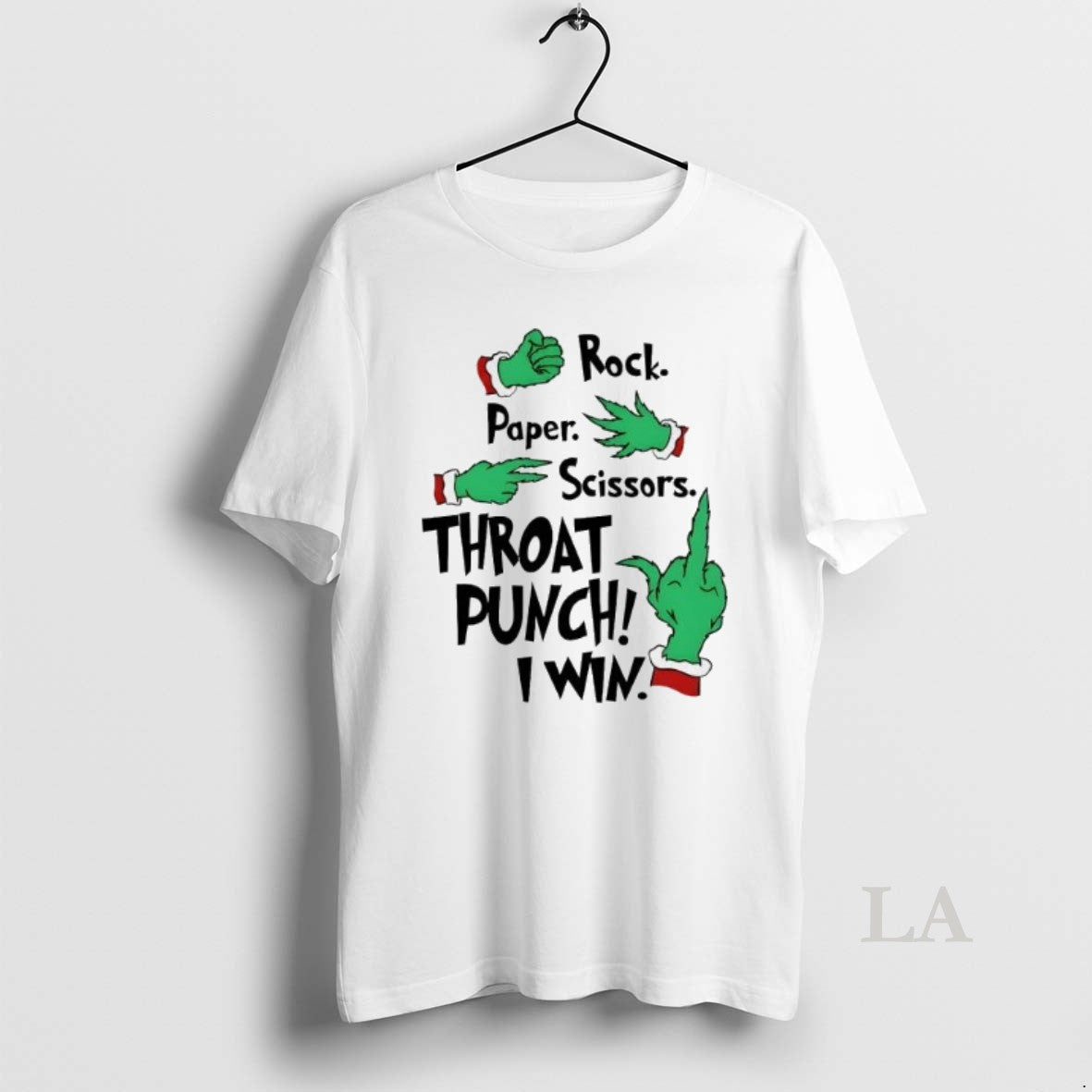 Original Grinch Hand Rock Paper Scissors Throat Punch I Win Christmas T-Shirts, Hoodie, Sweatshirt | InkRitualCo.com