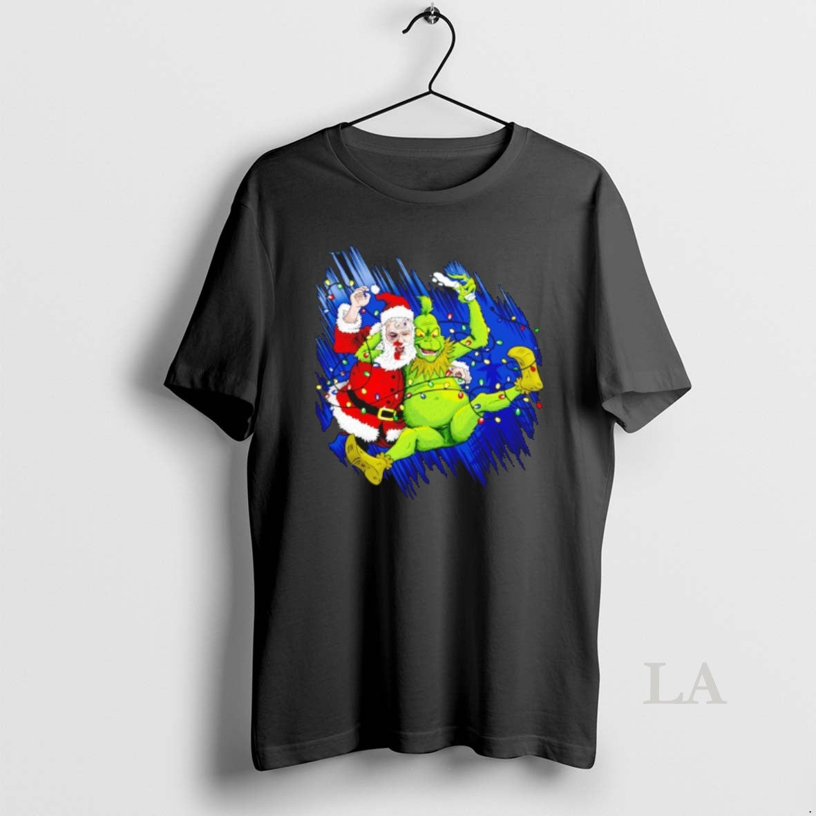 Original Grinch Wrestles Santa Claus 3 16 Light Christmas T-Shirts, Hoodie, Sweatshirt | InkRitualCo.com