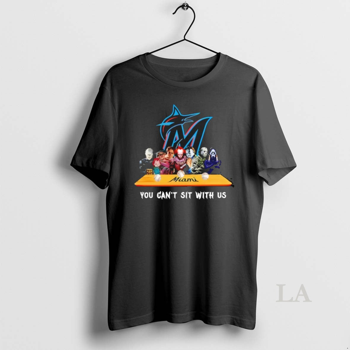 Original Horror Movie Characters You Cant Sit With Us Miami Marlins Halloween T-Shirts, Hoodie, Sweatshirt | InkRitualCo.com