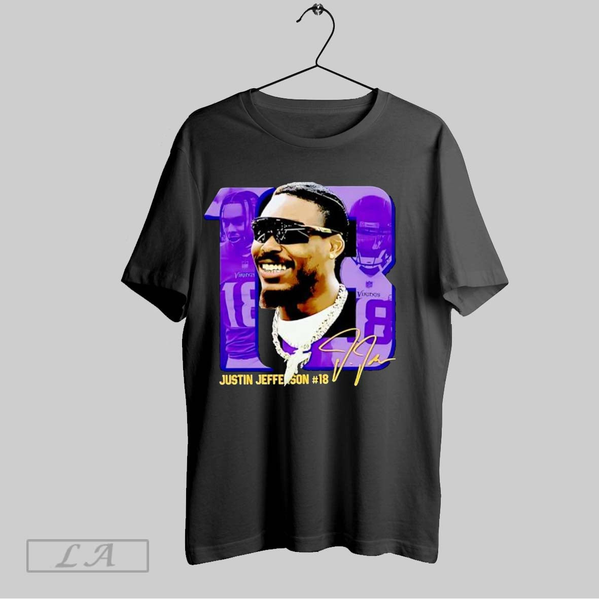 Original Justin Jefferson 18 Vikings Football Player Portrait Signature T-Shirts, Hoodie, Sweatshirt | InkRitualCo.com
