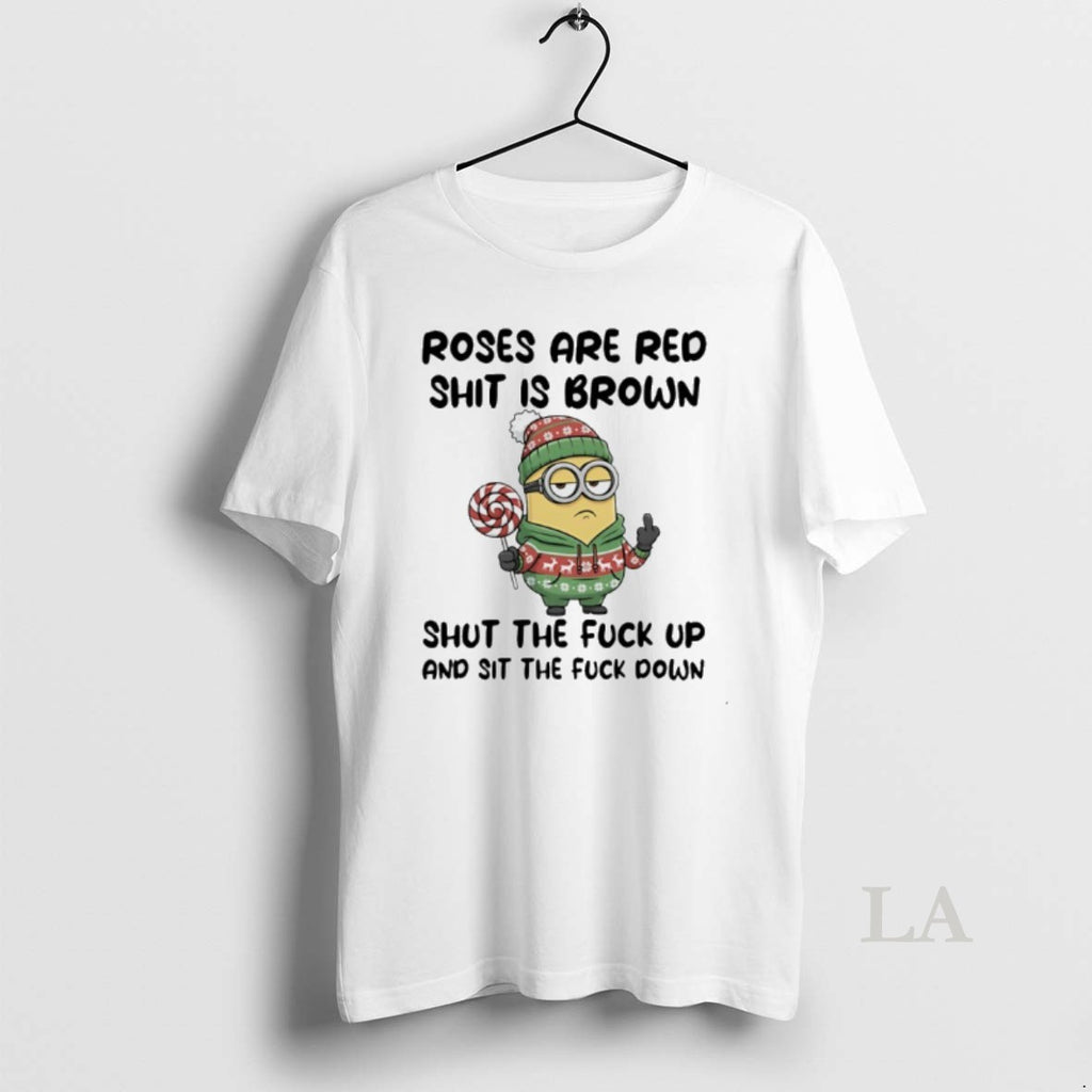 Original Minion Middle Finger Roses Are Red Shit Is Brown Shut The Fuck Up And T-Shirts, Hoodie, Sweatshirt | InkRitualCo.com