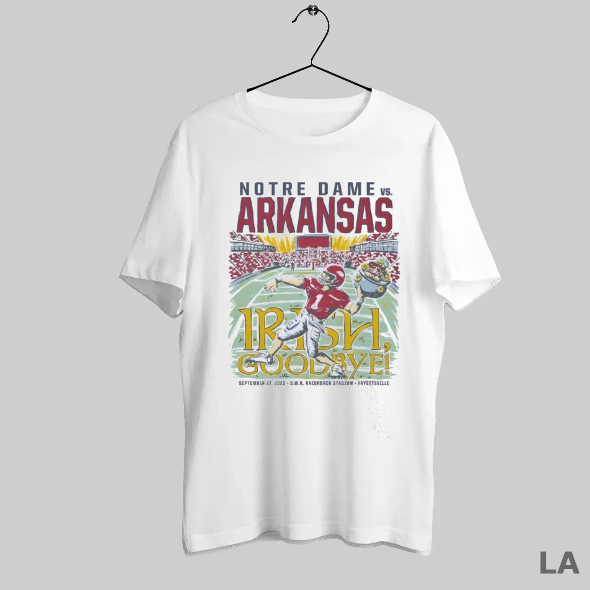 Original Notre Dame Fighting Vs Arkansas Razorbacks Game Day 2025 T-Shirts, Hoodie, Sweatshirt | InkRitualCo.com